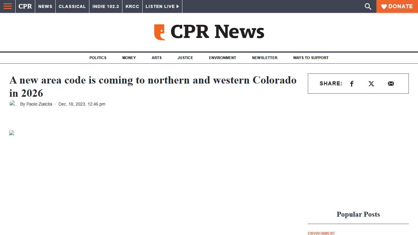 A new area code is coming to northern and western Colorado in 2026